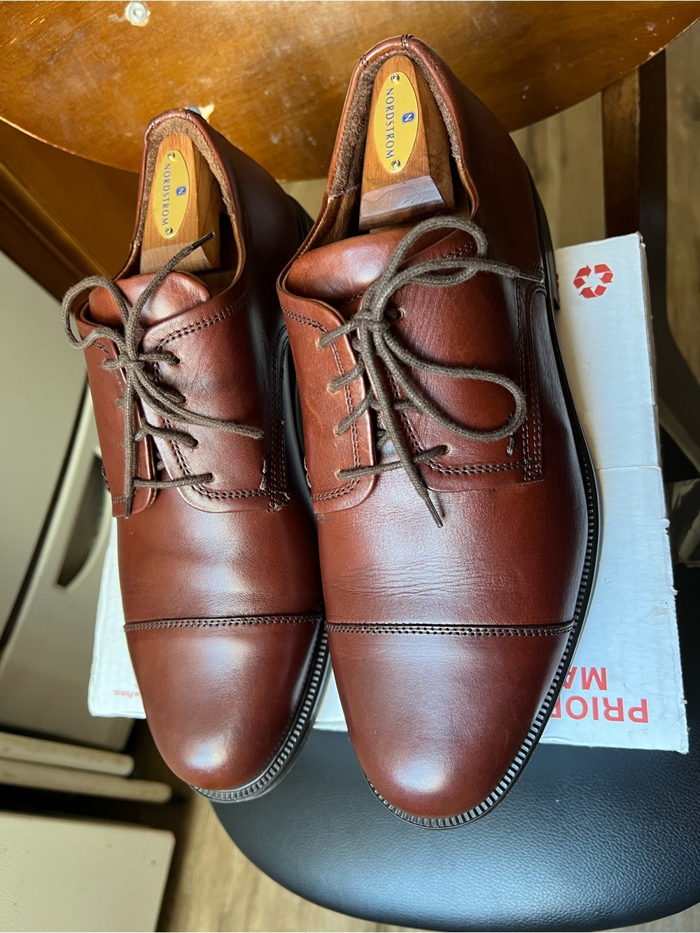 Paolo Mondo Firenze Men's 10.5W Leather CapToe Derby Dress Shoes Brown Italy EUC